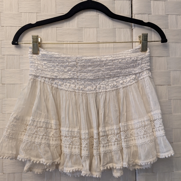 St. Tropez Cream Smocked Tiered Skirt with Embroidered Trim - Picture 5 of 10